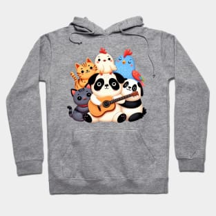 Singing Animal Friends with Pug Playing Guitar Hoodie